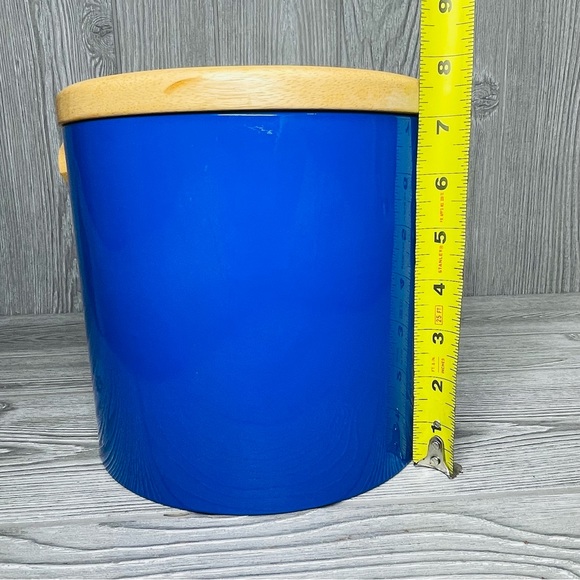 Vintage MCM Georges Briard Blue Vinyl & Wood Ice Bucket bar wear decoration - Picture 7 of 9